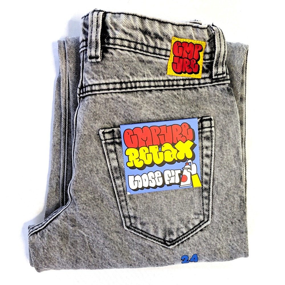 Empyre Relax Loose Fit Jeans Boy's Youth 24 Grey Acid Wash Skate Denim 24x26 NWT